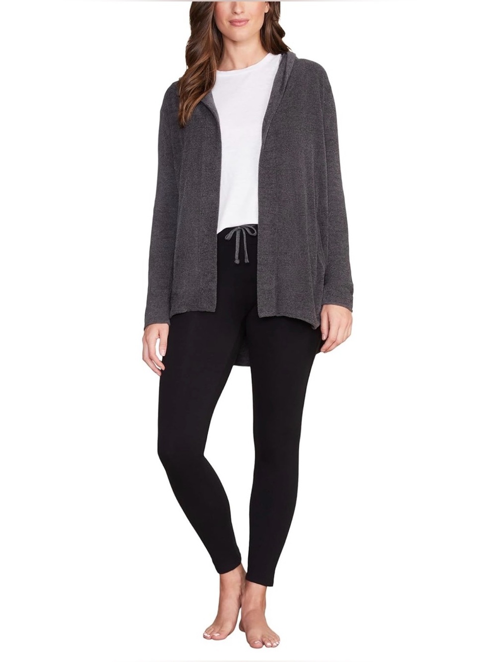 Barefoot Dreams CozyChic Hooded Cardi Sweater with Pockets